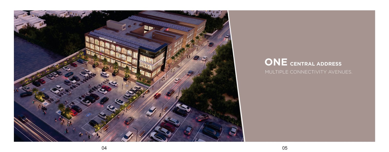 Aerial view of planned commercial development
